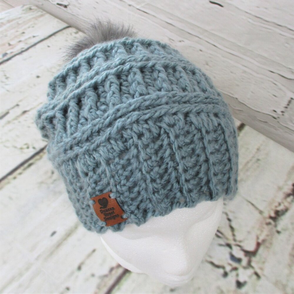 Duncan Street Designs Handcrafted Hat with Faux Fur Pom - Picture 5 of 6